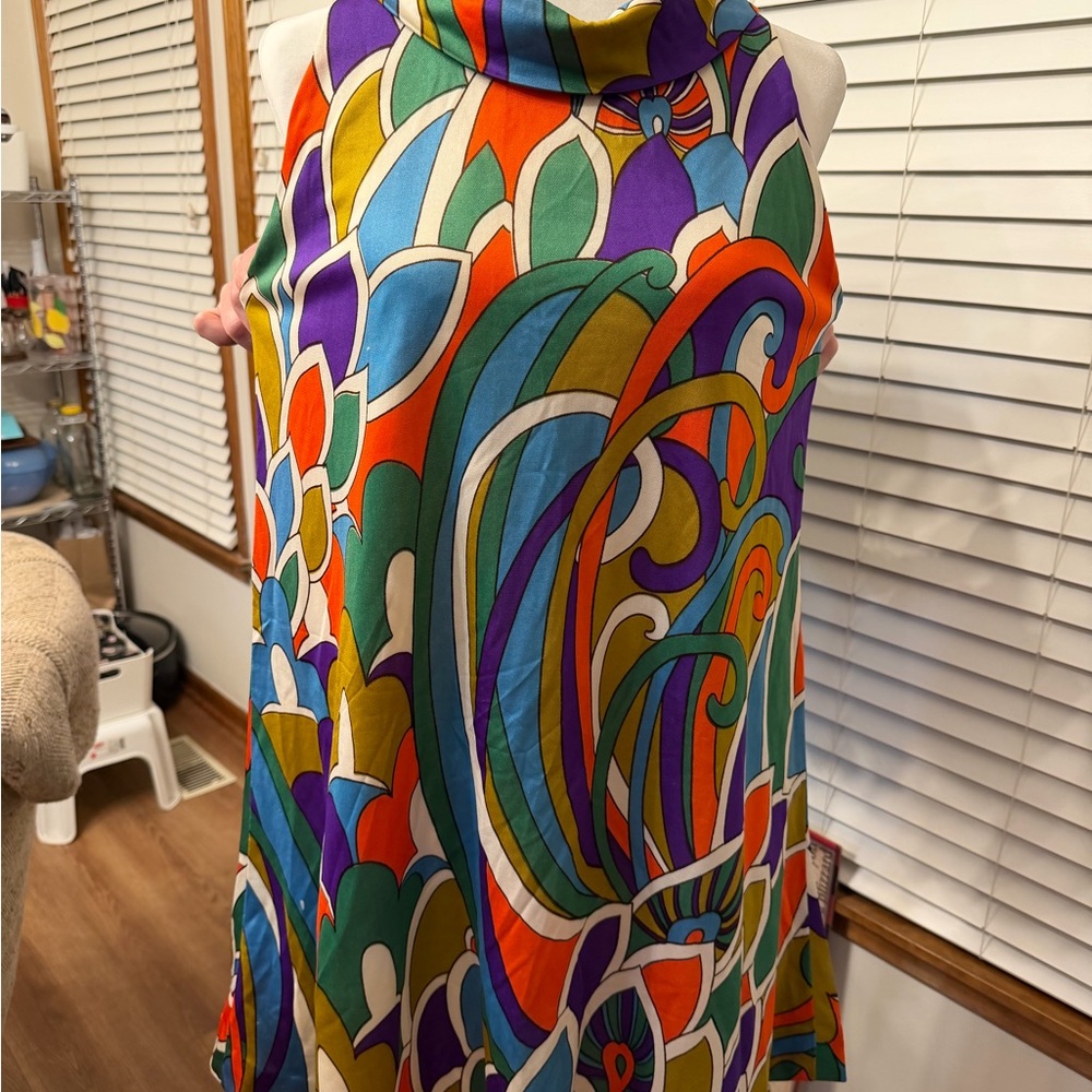 Vintage Colorful Abstract Print Dress